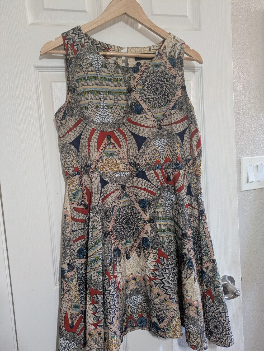 Sleeveless Multi-Color Printed A-Line Dress